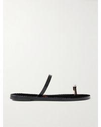 Amanu - The Kibera Embellished Croc-Effect Leather Sandals - Lyst
