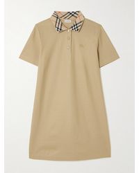 Burberry - Minikleid Aus Baumwoll-Piqué Mit Karomuster Und Stickerei - Lyst