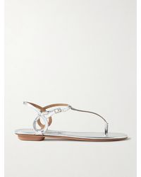 Aquazzura - Almost Bare Metallic Leather Sandals - Lyst