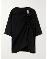 Dries Van Noten - Embellished Gathered Cotton-Fleece T-Shirt - Lyst