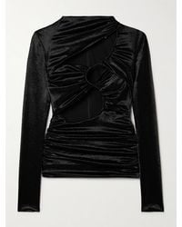 Isabel Marant - Rose Cutout Gathered Metallic Hammered Silk-Blend Satin Top - Lyst