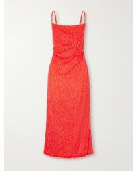 Bottega Veneta - Draped Fil Coupé Jacquard Midi Dress - Lyst