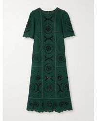 Vita Kin - Dalida Maxikleid Aus Leinen Mit Lochstickerei Und Wellenkanten - Lyst
