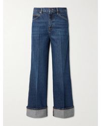 FRAME - The Cuffed Wide Mid-Rise Wide-Leg Jeans - Lyst