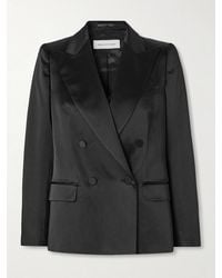 Dries Van Noten - Double-Breasted Washed Cotton-Blend Satin Blazer - Lyst