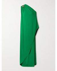 Oscar de la Renta - One-Shoulder Embellished Draped Cady Gown - Lyst