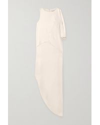 Halston Asymmetrisches Maxikleid Aus Crêpe - Weiß