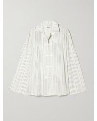 Bode - Electric Bluse Aus Gestreiftem Baumwollflanell Mit Applikationen - Lyst