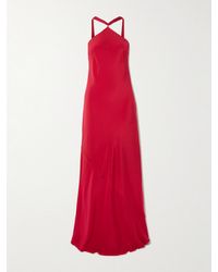 Cult Gaia - Pheobe Fringed Silk-Chiffon Halterneck Maxi Dress - Lyst