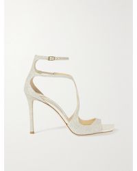 Jimmy Choo - Azia 95 Glittered Satin Sandals - Lyst