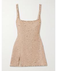 Clio Peppiatt - Athena Embellished Stretch-Mesh Mini Dress - Lyst