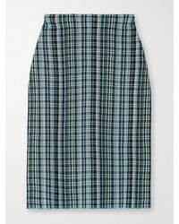 Bottega Veneta - Midirock Aus Einer Karierten Leinenmischung - Lyst