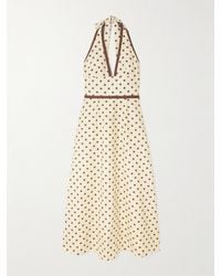 Posse - Bowie Polka-Dot Linen And Cotton-Blend Halterneck Midi Dress - Lyst