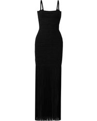 Hervé Léger Metallic Fringed Bandage Gown - Black
