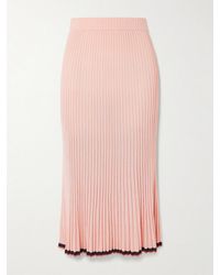 Zimmermann - Pleated Ribbed-Knit Midi Skirt - Lyst
