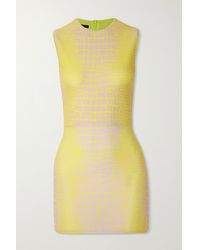 Alex Perry Dallon Printed Stretch-jersey Mini Dress - Yellow