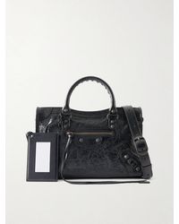Balenciaga - Le City Small Embellished Crinkled-Leather Shoulder Bag - Lyst