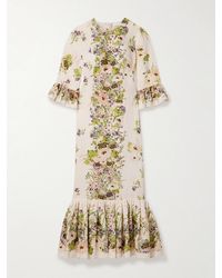 Zimmermann - Halliday Ruffled Floral-Print Linen Midi Dress - Lyst