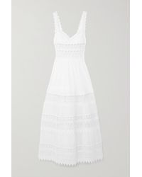 Charo Ruiz Sophia Crocheted Lace-paneled Cotton-blend Voile Maxi Dress - White