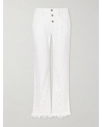 Isabel Marant - Amia High-Waist Fringed Embroidered Organic Straight-Leg Jeans - Lyst