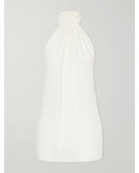 Away That Day - Ibiza Halterneck Knotted Gathered Crepon Mini Dress - Lyst