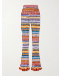 Etro - Striped Open-Knit Cotton Straight-Leg Pants - Lyst