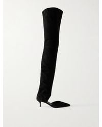 Alaïa - Cutout Stretch-Suede Over-The-Knee Boots - Lyst