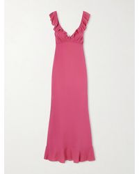 Chloé - Ruffled Silk-Chiffon Midi Dress - Lyst