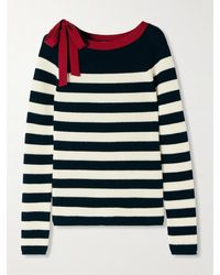 Max Mara - Moxa Bow-Detailed Striped Ribbed Wool Sweater - Lyst