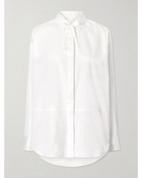 RÙADH - Dune Tie-Detailed Cotton-Sateen Shirt - Lyst