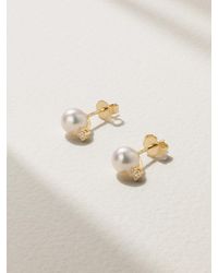Mikimoto - 18-Karat, Pearl And Diamond Earrings - Lyst