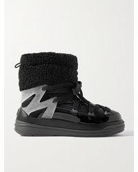 Moncler - Insolux M Rubber-Trimmed Fleece, Shell And Patent-Leather Snow Boots - Lyst