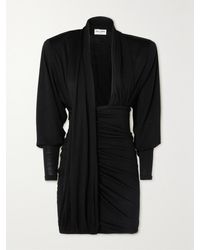 Saint Laurent - Draped Wool-Jersey Mini Dress - Lyst
