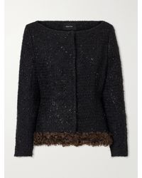 Simone Rocha - Plush-Trimmed Metallic Tweed Jacket - Lyst