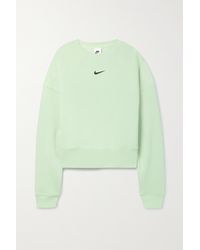 Nike Sportswear Essentials Oversized Cropped Cotton-blend Jersey Sweatshirt - Green