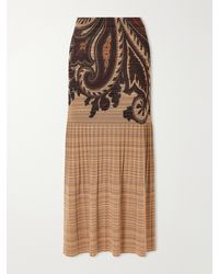Etro - Paisley Printed Plissé-Knit Midi Skirt - Lyst