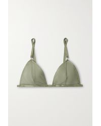 Anine Bing Edie Stretch-tulle Soft-cup Triangle Bra - Green