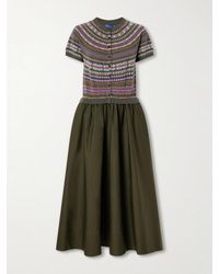 Polo Ralph Lauren - Striped Wool, Cotton And Cashmere-Blend Midi Dress - Lyst