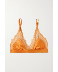 Love Stories Love Lace-trimmed Satin Soft-cup Triangle Bra - Orange