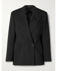 Acne Studios - Double-Breasted Pinstriped Wool And Cotton-Blend Blazer - Lyst