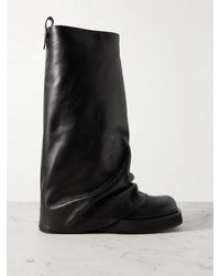 The Attico - Robin Kniehohe Stiefel Aus Leder Mit Raffungen - Lyst