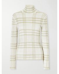Burberry - Genevia Checked Knitted Turtleneck Sweater - Lyst