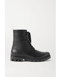 loewe logo print canvas trimmed leather ankle boots