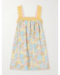 Chloé - Pleated Lace-Trimmed Floral-Print Cotton-Terry Mini Dress - Lyst
