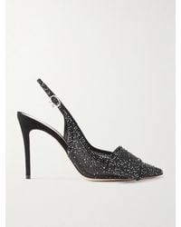 Gianvito Rossi - 95 Suede-Trimmed Crystal-Embellished Organza Slingback Pumps - Lyst