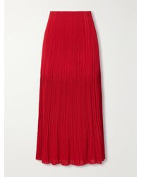 Balmain - Plissé-Crepe Midi Skirt - Lyst