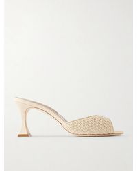 Manolo Blahnik - Jadara 70 Leather-Trimmed Raffia Mules - Lyst