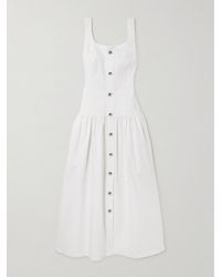Adam Lippes - Cassie Button-Embellished Denim Midi Dress - Lyst