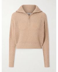 Max Mara - Open-Knit Metallic Wool-Blend Half-Zip Sweater - Lyst