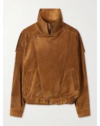 Saint Laurent - Paneled Suede Bomber Jacket - Lyst